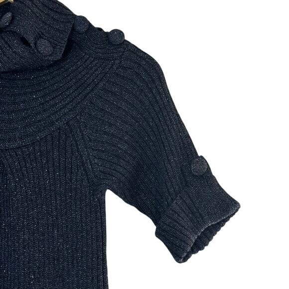 Rebecca Taylor Turtle Neck Sweater Dress Size XS Black with Metallic Thread - Picture 5 of 11